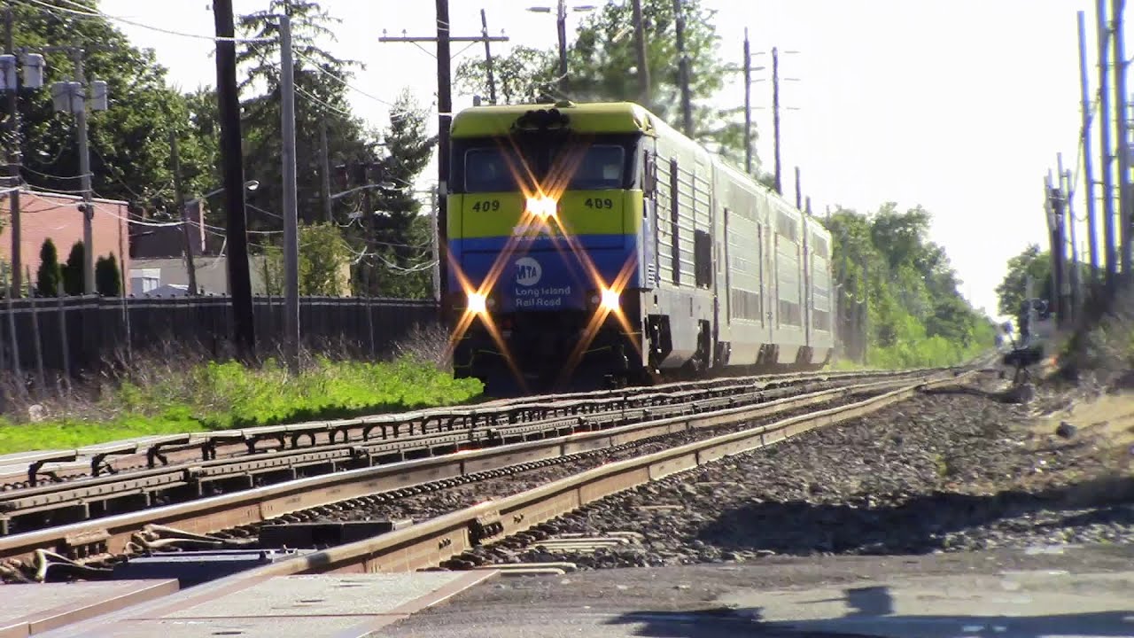 LIRR: Rush Hour Diesel and Electric Trains Soar through New Hyde Park on a Summer Friday Afternoon