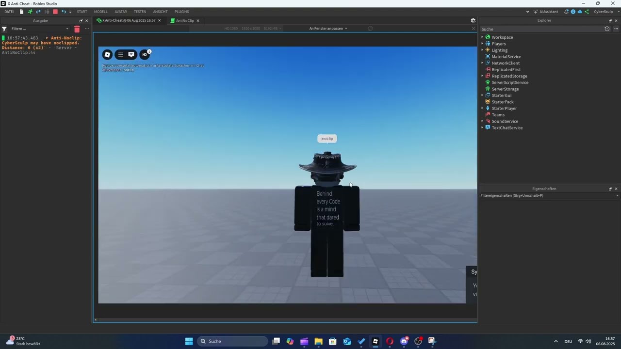 How to make a Advanced Roblox Anti-Cheat? // NoClip Detection (1) // Episode 3