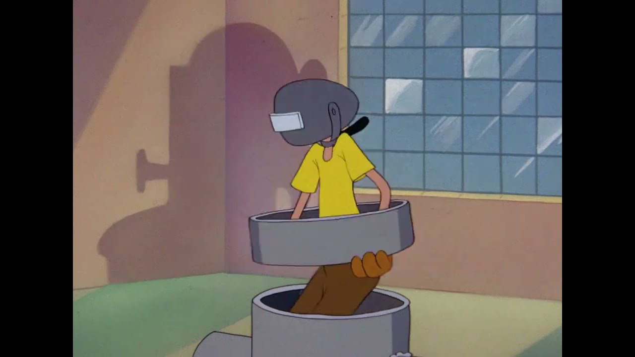 Olive Oyl trapping herself (Popeye the Sailor Man - "Mess Production")