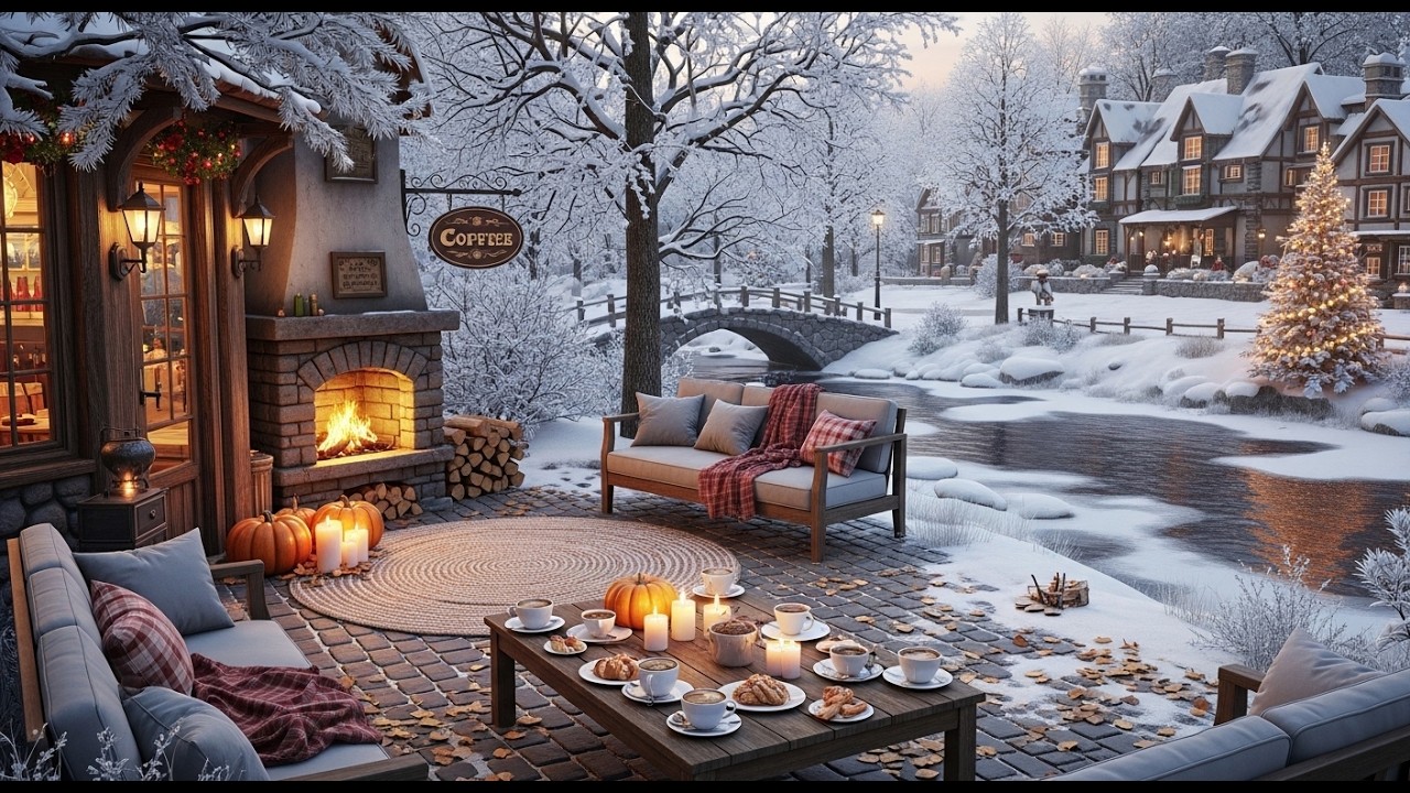 Soft Jazz Cafe ❄ Cozy Snowy Coffee Shop Ambience for Deep Calm and Anxiety Relief