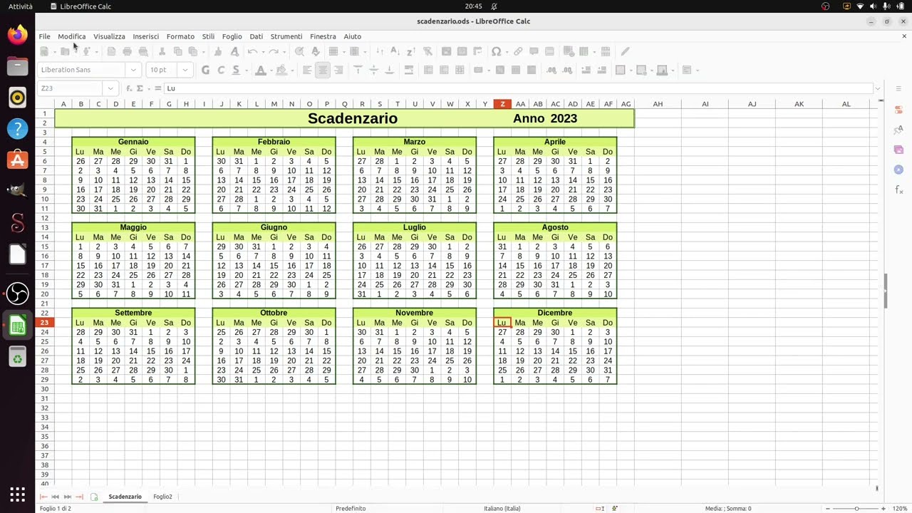 LibreOffice Calc (12): creare uno scadenzario