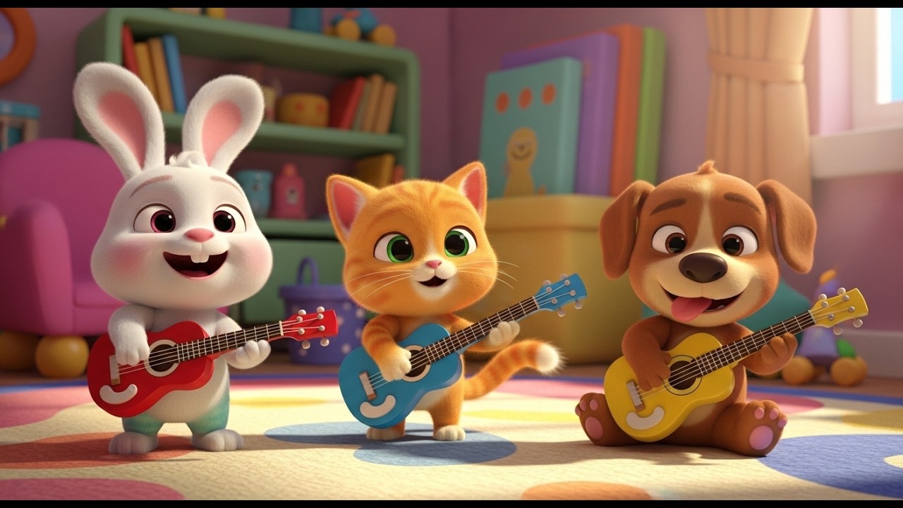 Three Little Guitars Go Strum Strum Strum | Guitar Song for Kids | Nursery Rhymes & Toddler Learning