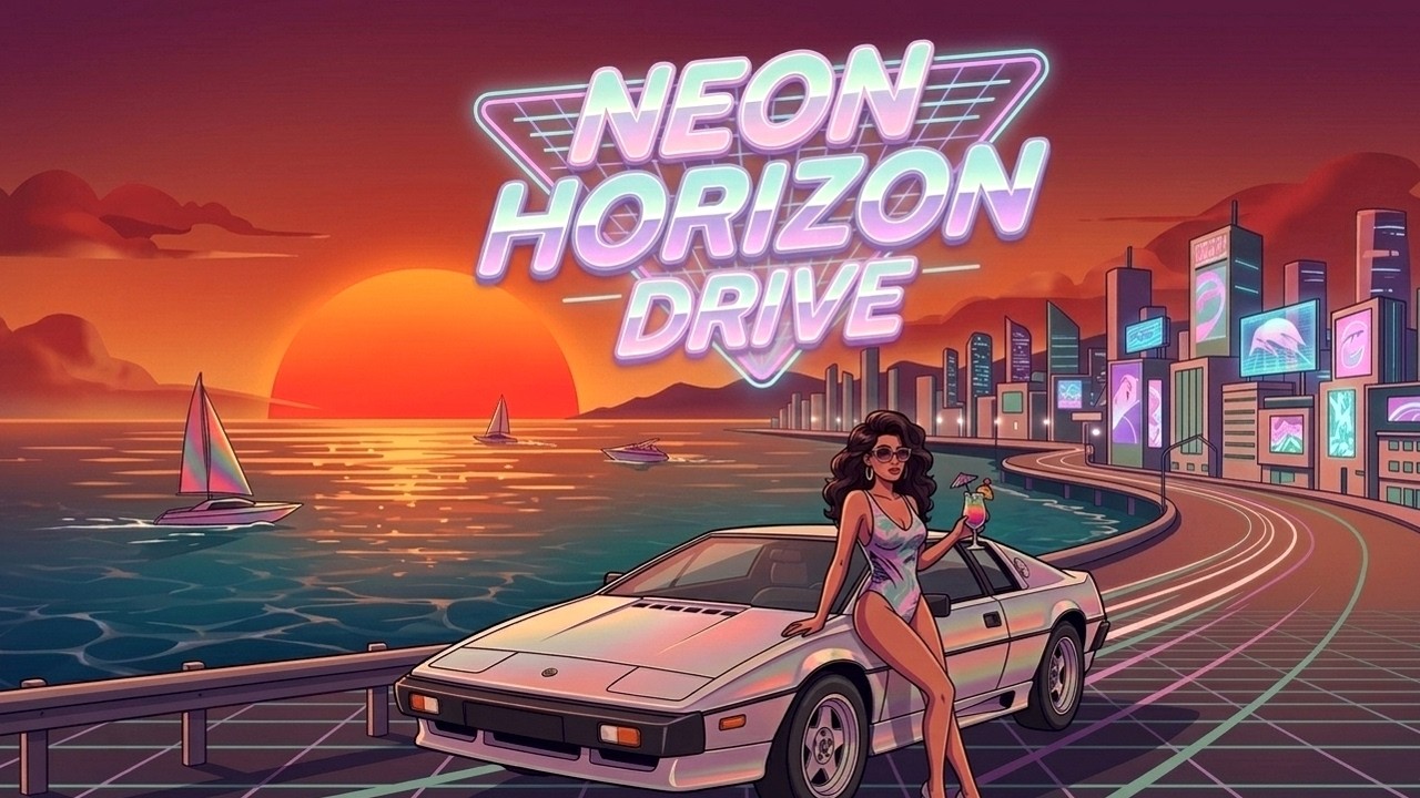 Neon Horizon Drive - RETROWAVE MUSIC Royalty Free | No Copyright