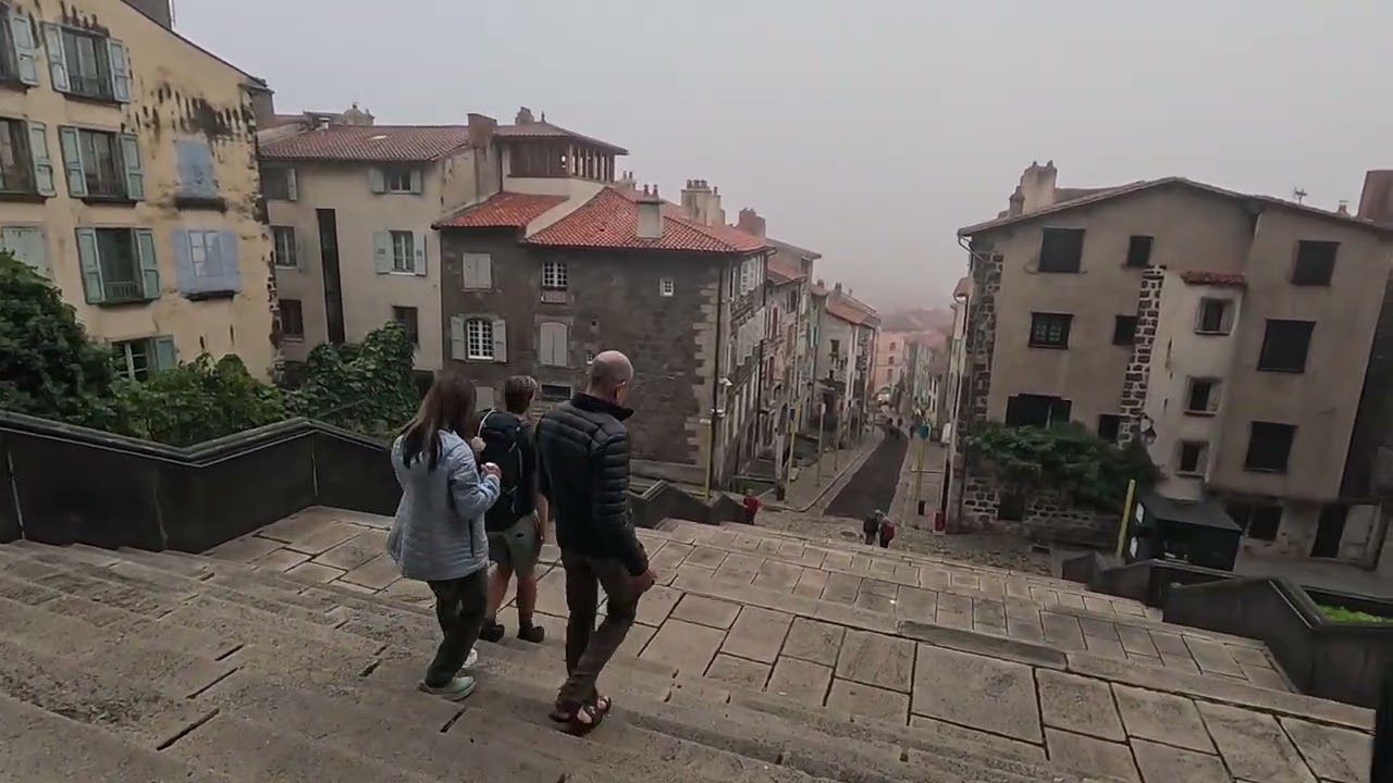 Leaving the Notre Dame Cathedral to start the Via Podiensis, Le Puy Camino (GR 65), France