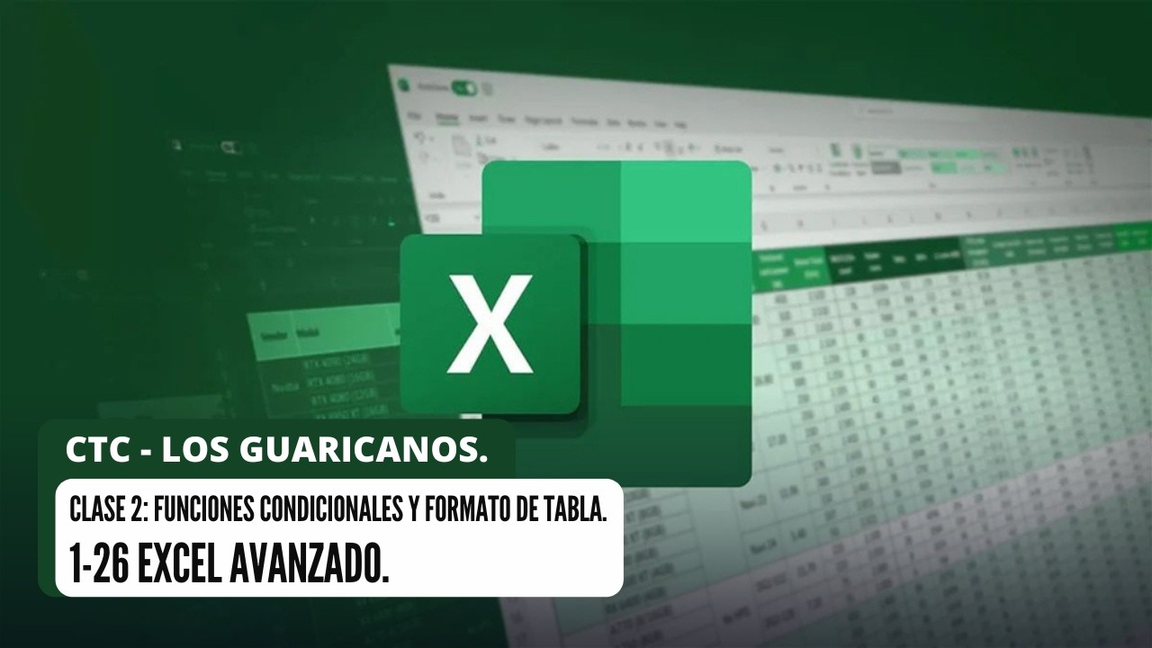1-26 Excel Avanzado 📊​ │CTC Los Guaricanos │Clase 2: Funciones condicionales y Formato de tabla📌