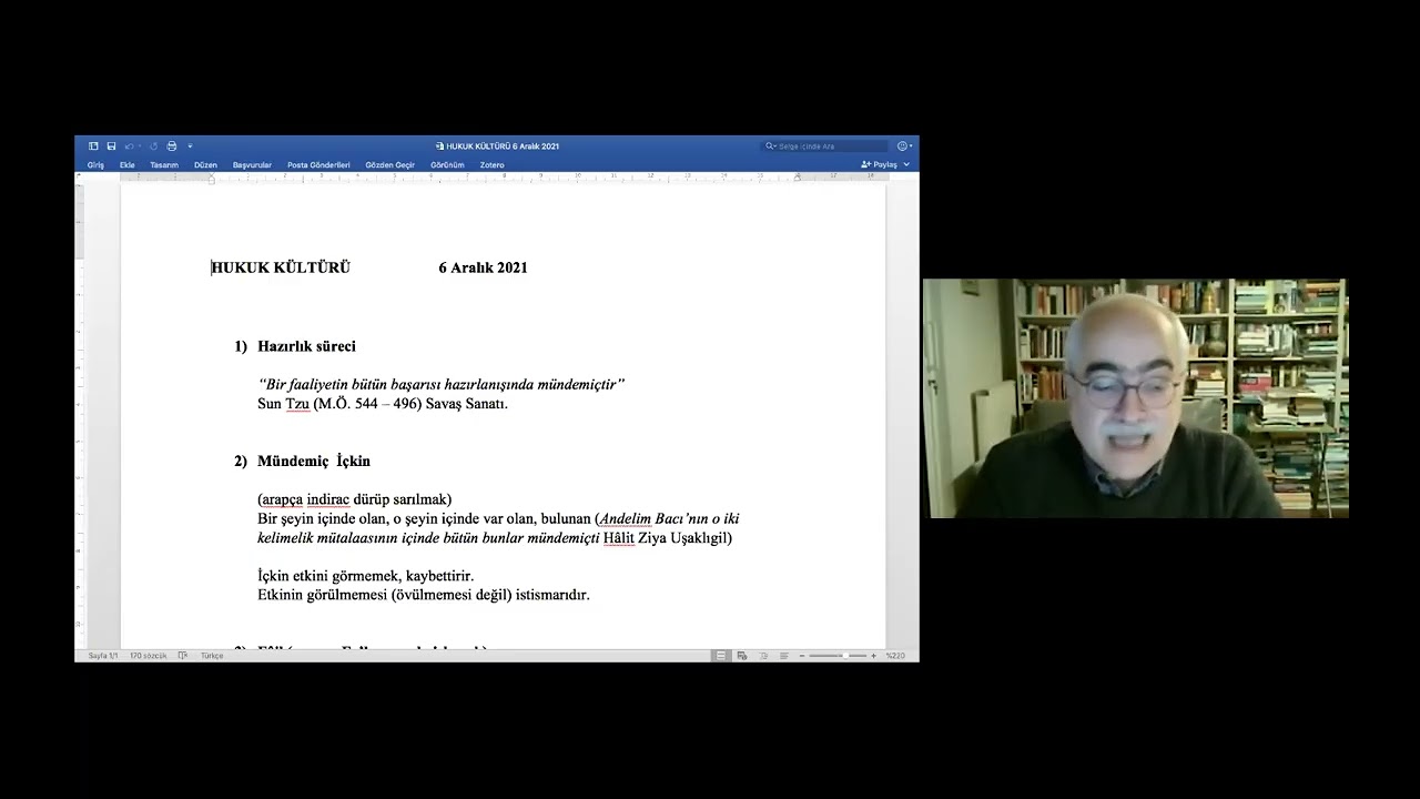 Prof. Dr. Aydın GÜLAN, Hukuk Kültürü Konuşmaları 6.12.2021