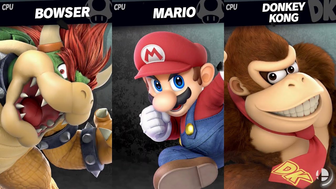 Super Smash Bros. Ultimate - Bowser vs Mario vs Donekey Kong