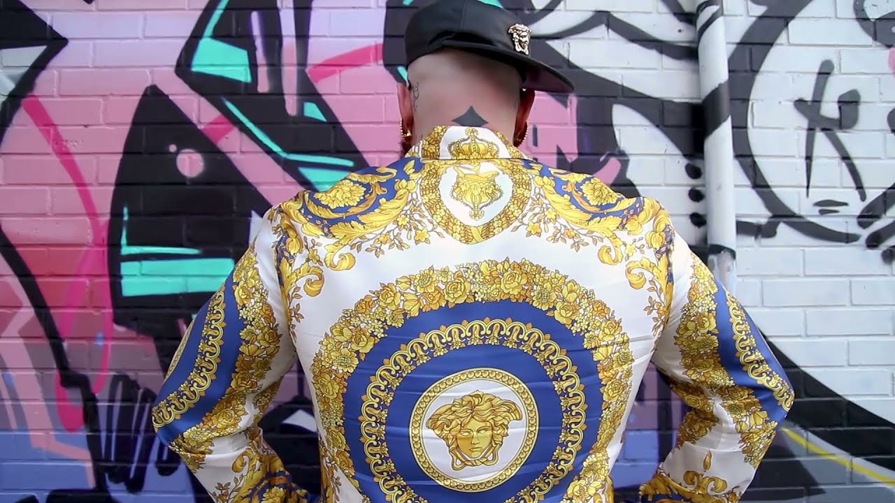 Franky Styles' Versace Gold Barocco Print Silk Shirt