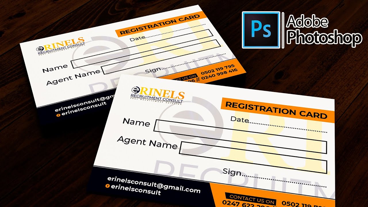 Photoshop Tutorial | Registration Card Design