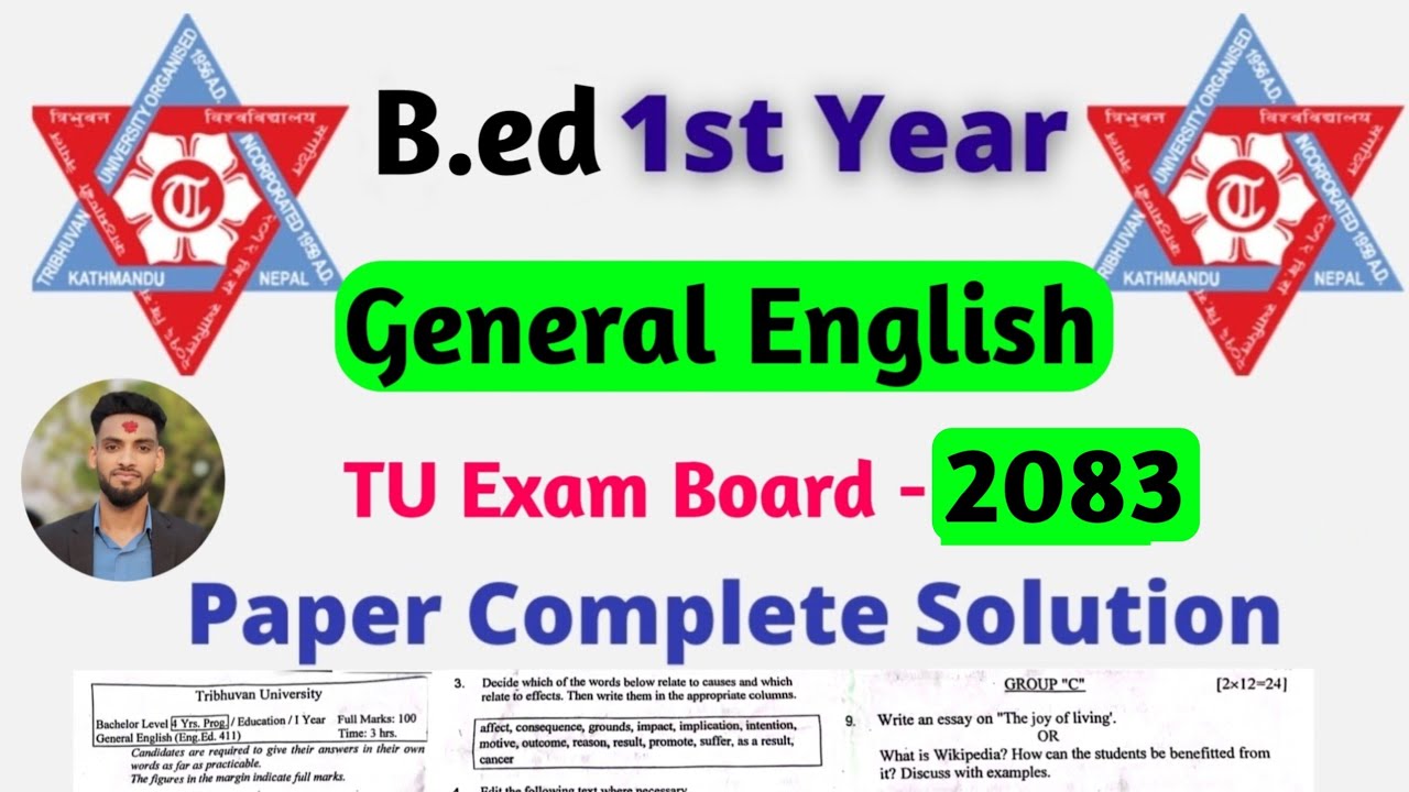 General English B.ed 1st year question Paper with answers 2083 Solution TU Exam In Nepali