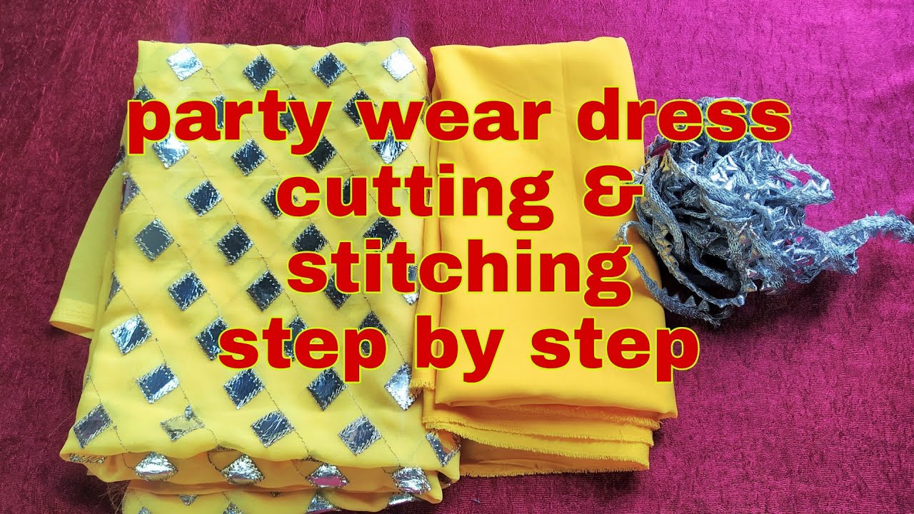 party wear dress cutting & stitching।।party wear short kuti cutting stitching।।