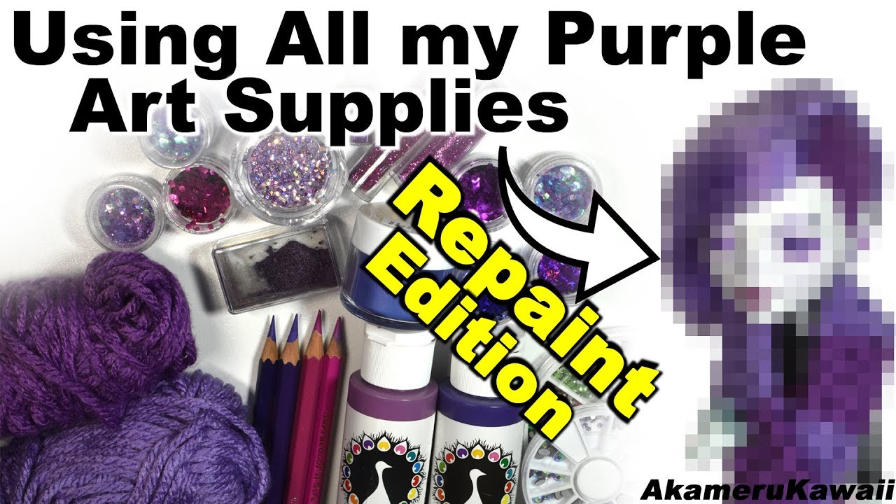 Repainting Using All My Purple Art Supplies - Doll Repaint Tutorial