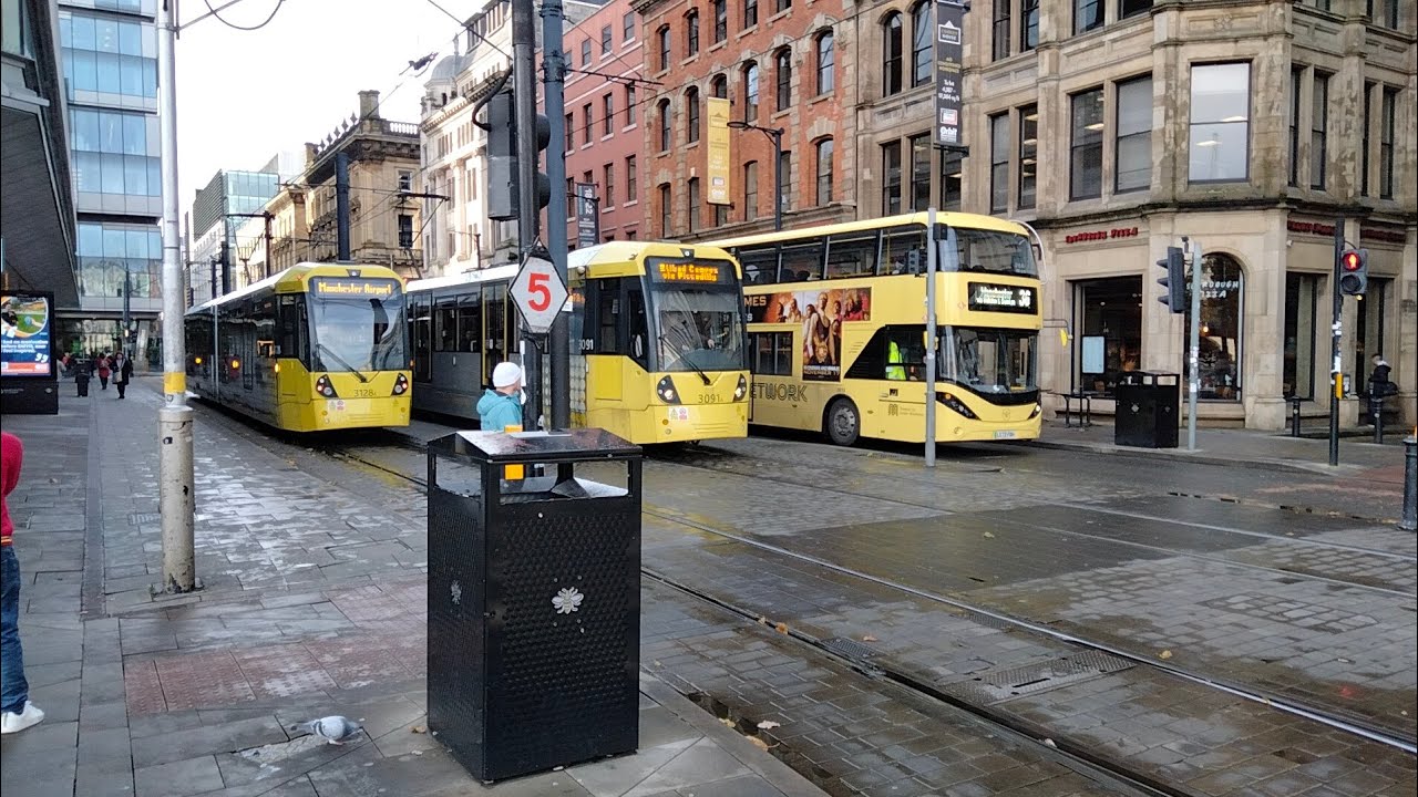 Manchester buses and trams at Piccadilly Gardens/Mosley Street, 1st November 2023. #bus #manchester