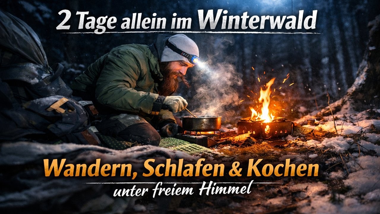 2 Tage allein im Winterwald – Wandern, schlafen & kochen unter freiem Himmel