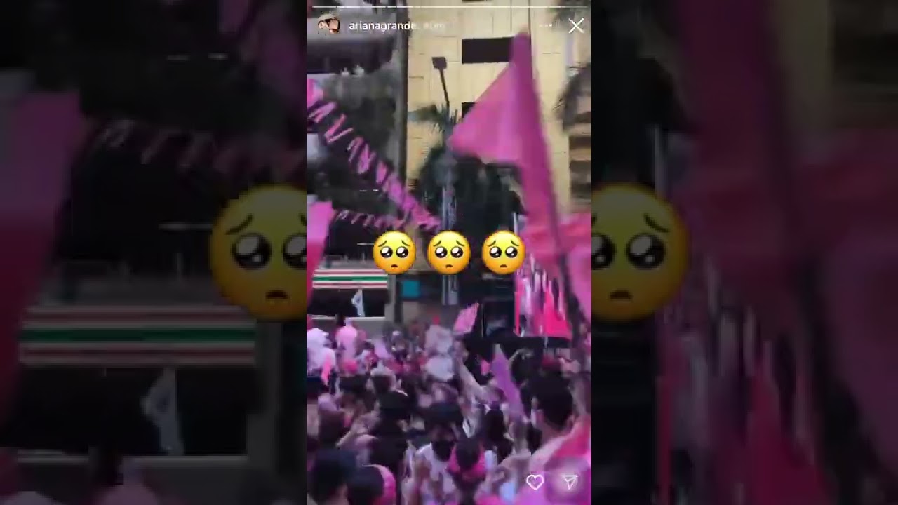 Ariana Grande reacts to massive pink crowd in Pasig City singing her hit song 