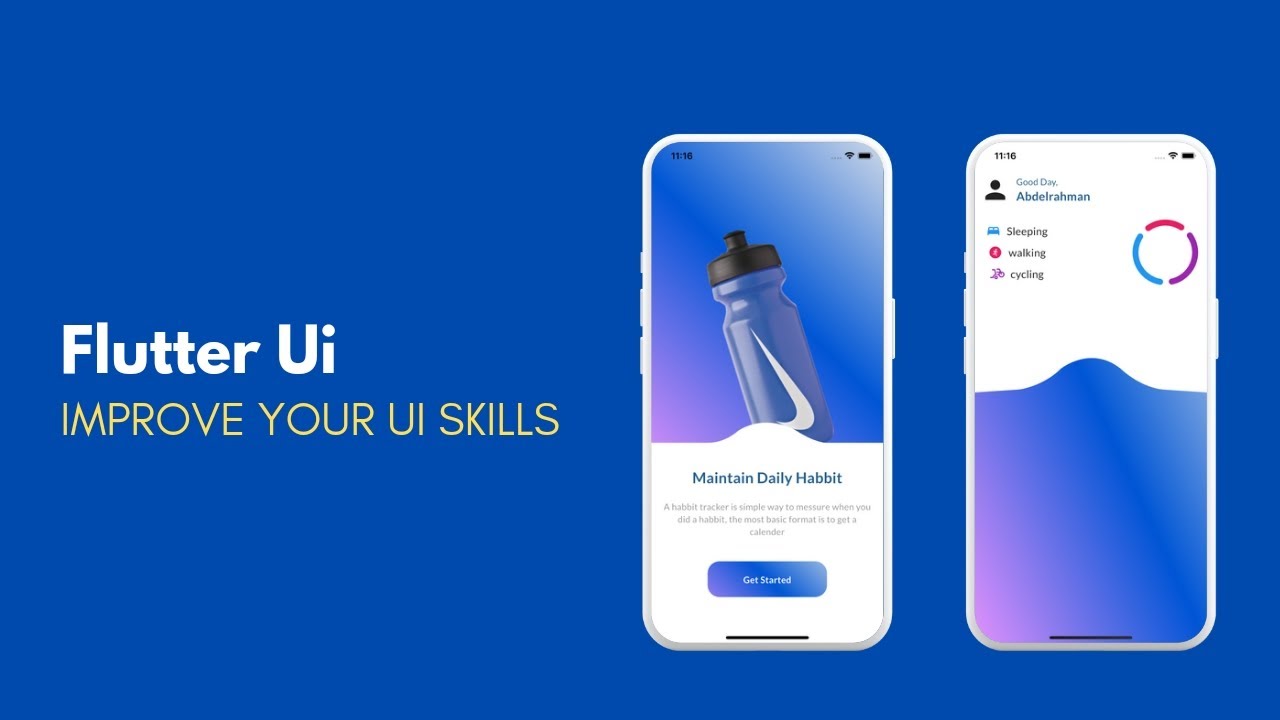 Flutter habbits app ui & clip path  - part 1