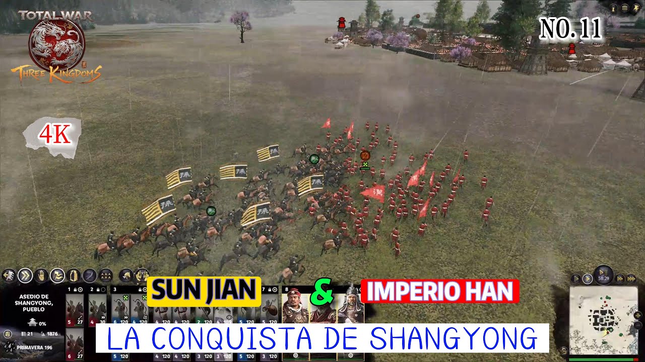 Total War - Three Kingdoms | 4K. La conquista de Shangyong. Sun Jian & Imperio Han. (Video - 11).