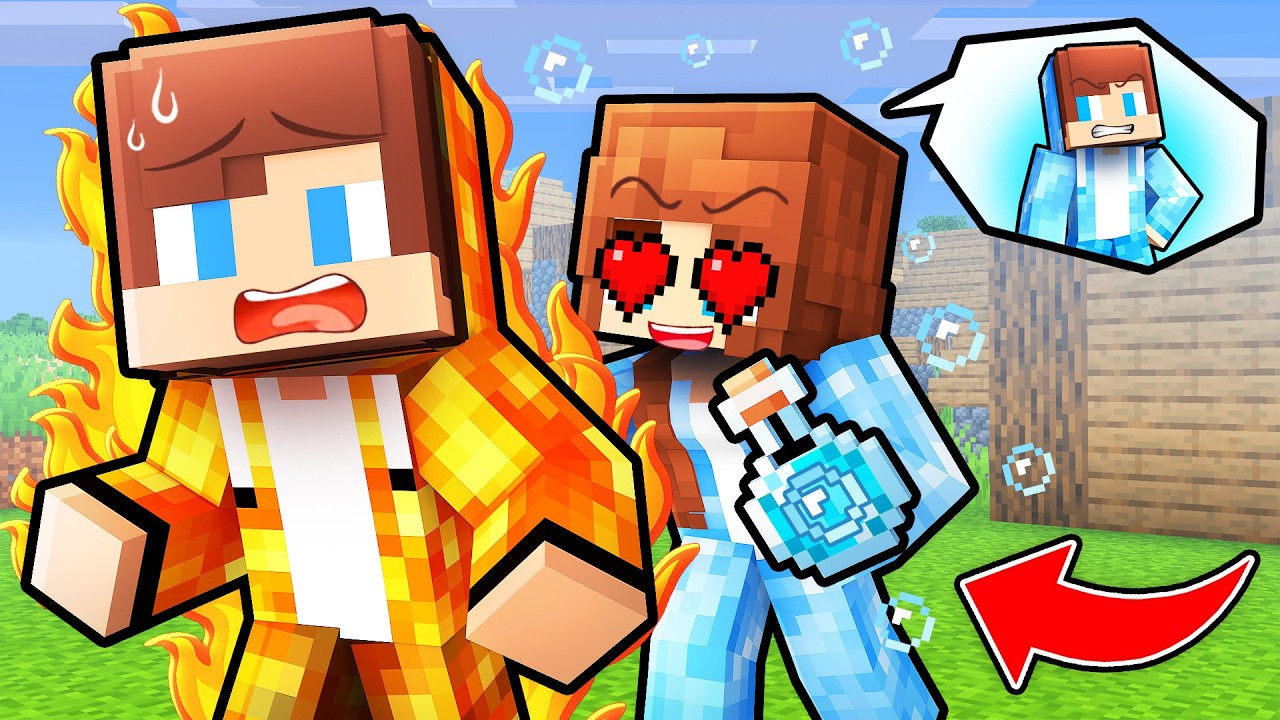 The Ice Girl in Love Runs After Lava JJ - Maizen Minecraft Animation