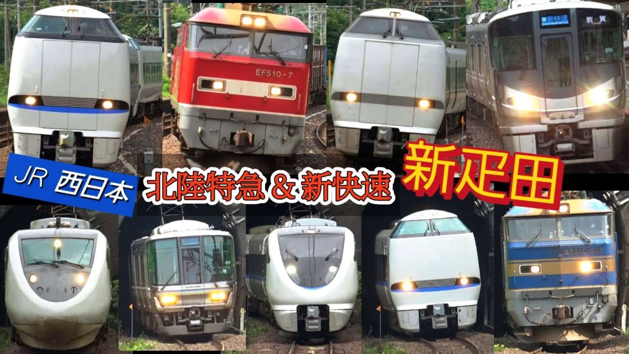 4K / JR西日本 特急 北陸本線 / サンダーバード しらさぎ 高速貨物 通過 新快速 発着 / 新疋田 4種の列車 山間の秘境駅に集う 2024年7月