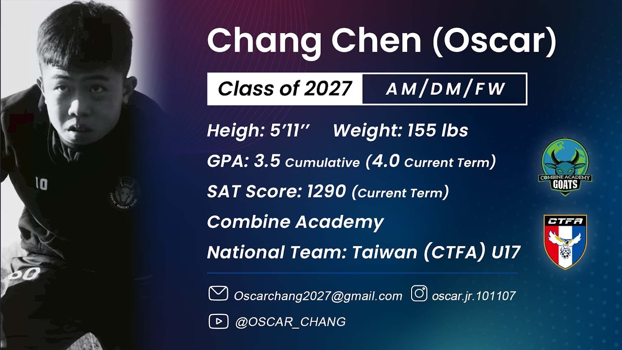 Chen Chang (Oscar) | AM / DM /  FW | Class of 2027 | NCAA Recruiting Highlights