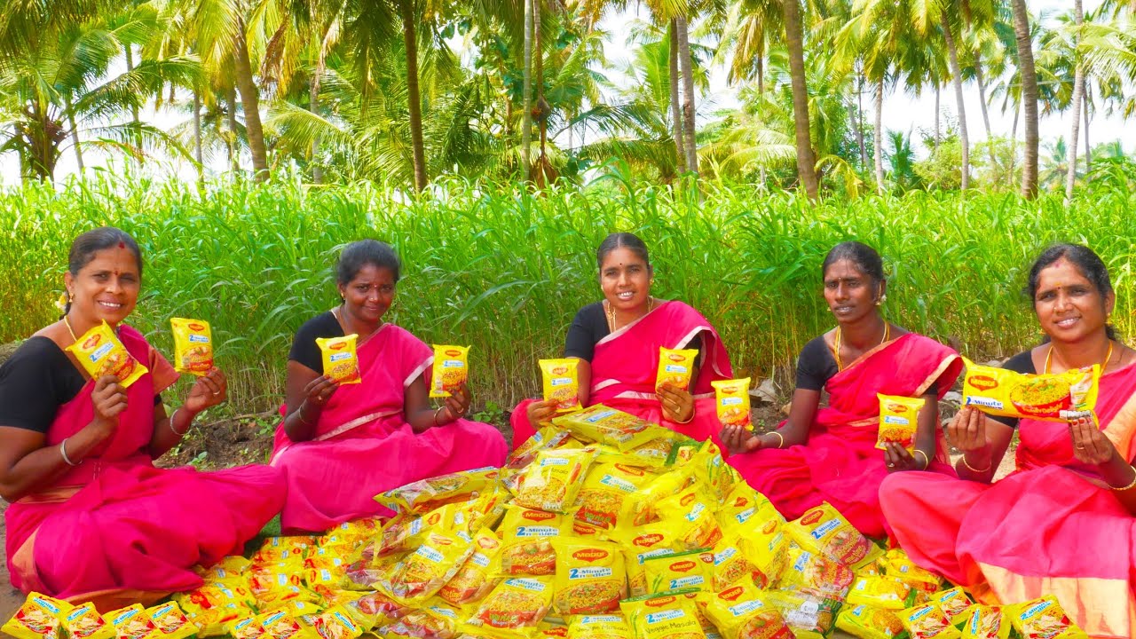 100 PACKET MAGGI NOODLES | Noodles Recipe cooking Skill | Village Style Cooking