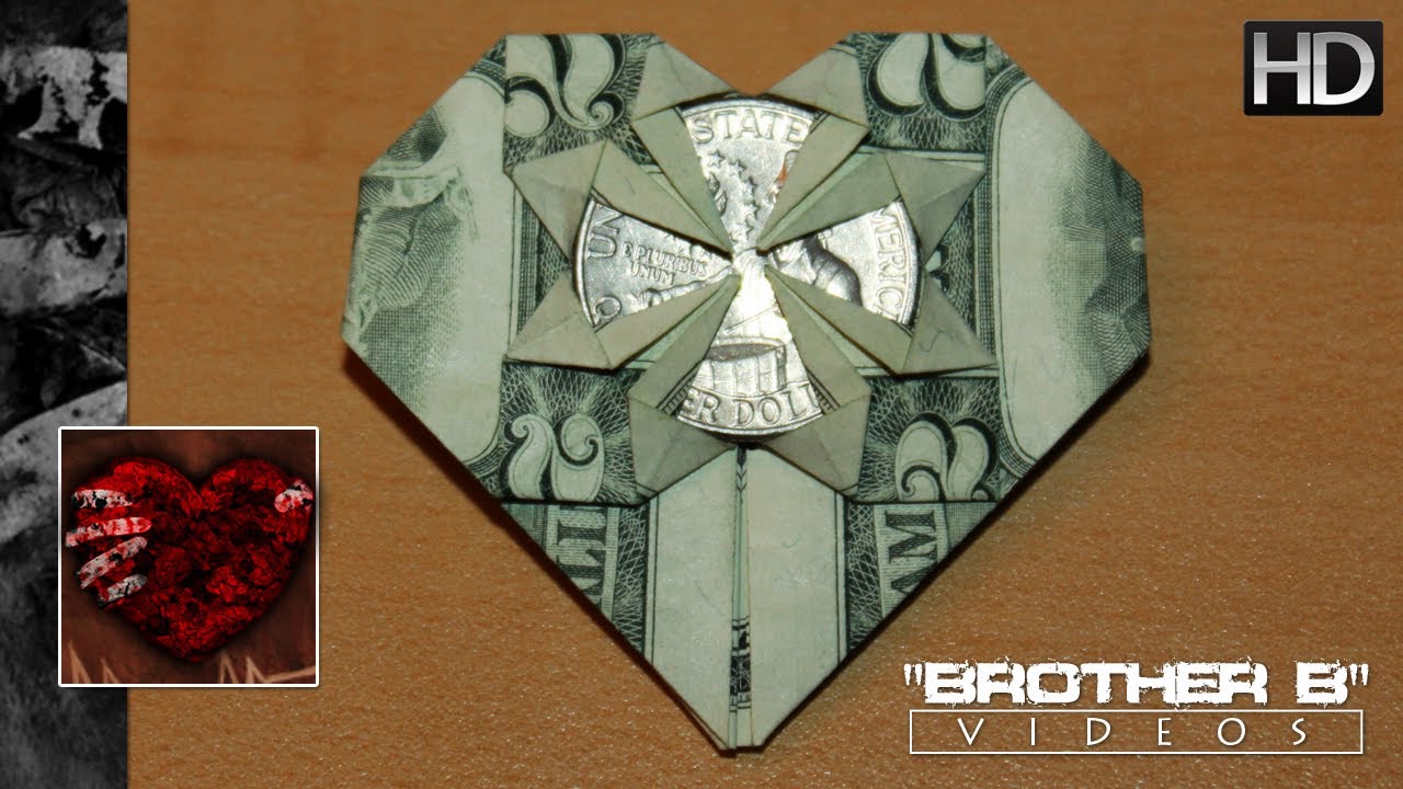 Origami ♥ Dollar Bill Heart + Quarter