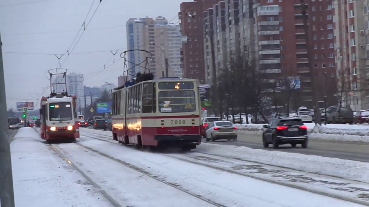 Трамвай Санкт-Петербурга 8-177: ЛМ-99АВ б.7313 по №65 (19.02.18)