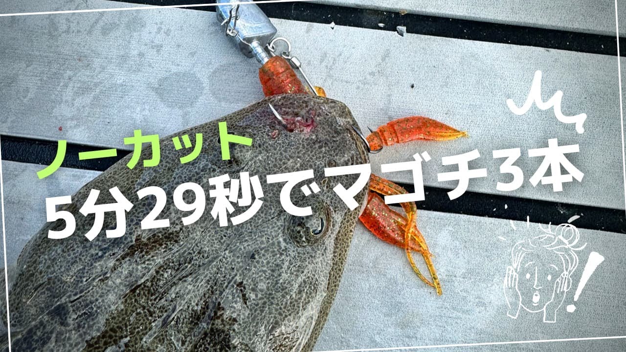 【衝撃映像】仙台湾でルアーマゴチ大爆釣！約5分でマゴチ3本の瞬間をノーカットでお届け！