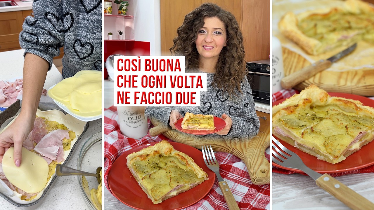 Torta salata sfiziosa patate e prosciutto tanti strati!