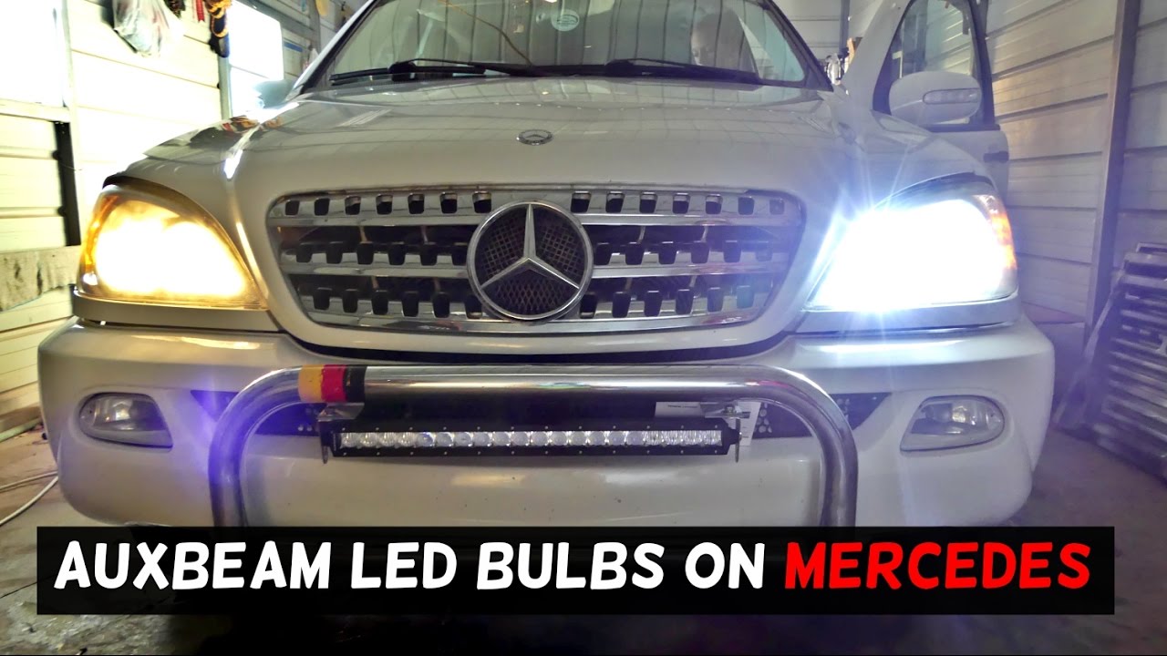 LED HEADLIGHT BULBS BY AUXBEAM on MERCEDES W163