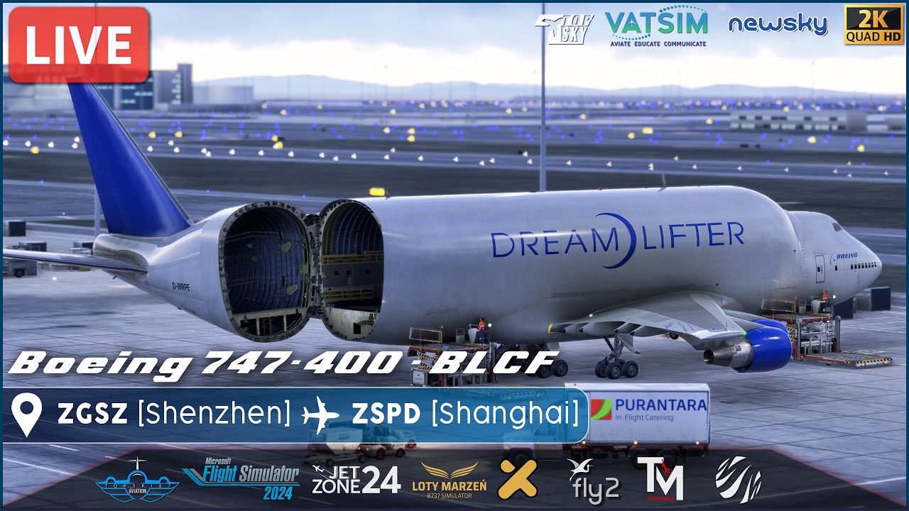 🔴LIVE: Cargo Tour &ndash; Z Shenzhen do Szanghaju | BLCF 747! Co kryje ładownia? ✈️ MSFS2024!