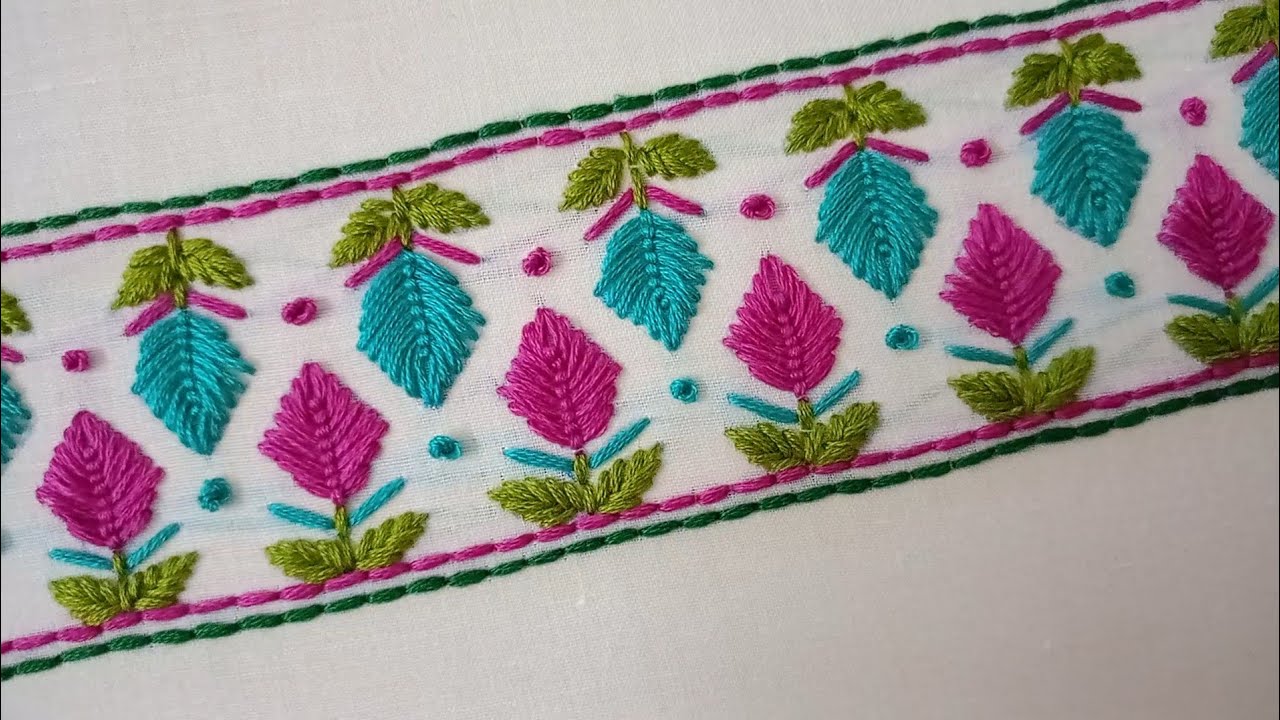 So elegant hand embroidery design | Hand embroidery borderline design