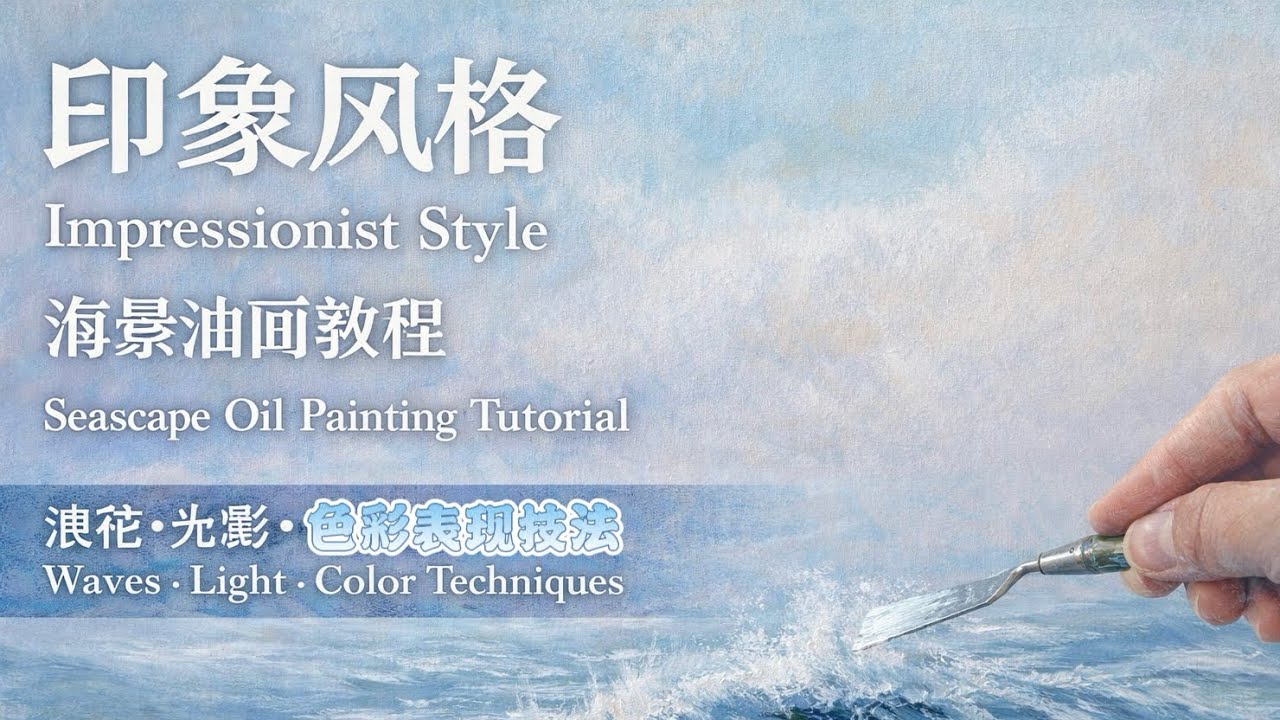 印象风格海景油画教程｜浪花、光影与色彩表现Impressionist Style Seascape Oil Painting Tutorial | Waves, Light & Color