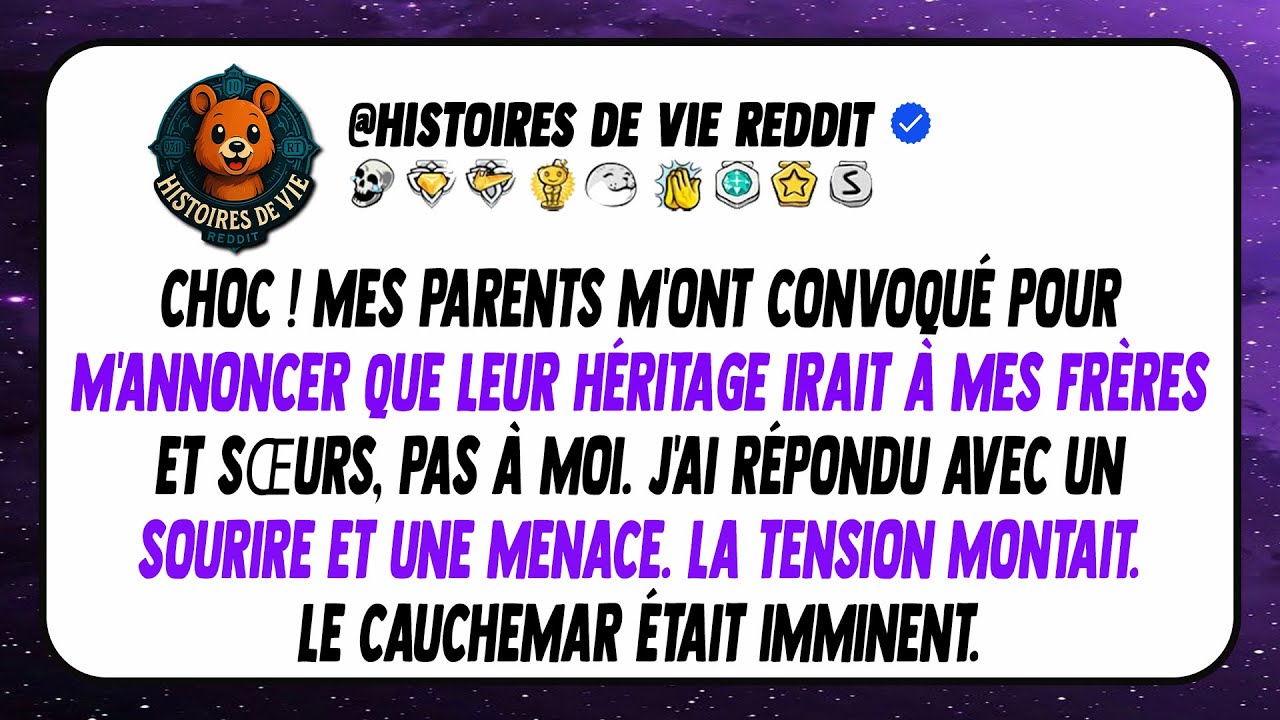 Choc ! Mes parents m'ont convoqué pour m'annoncer que leur héritage irait à mes frères et sœurs...