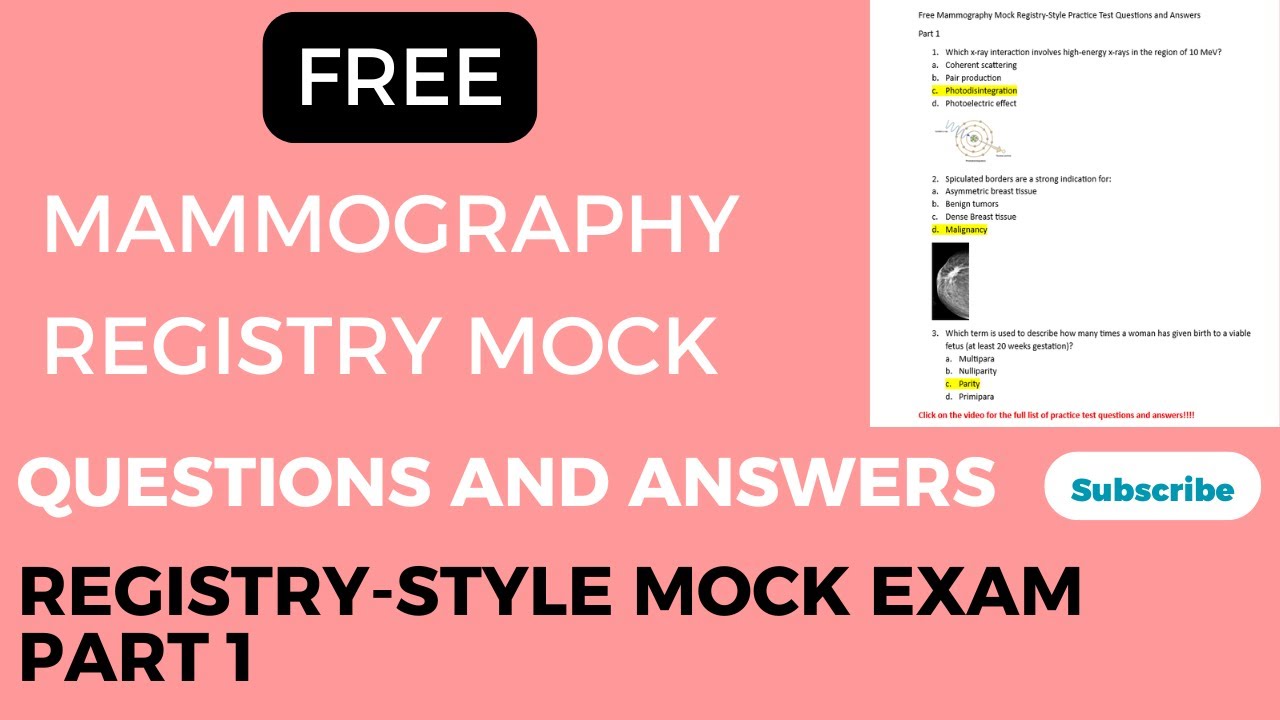 Mammography Registry Review: ARRT Mock Registry-Style Practice Test Questions and Answers (Part 1)