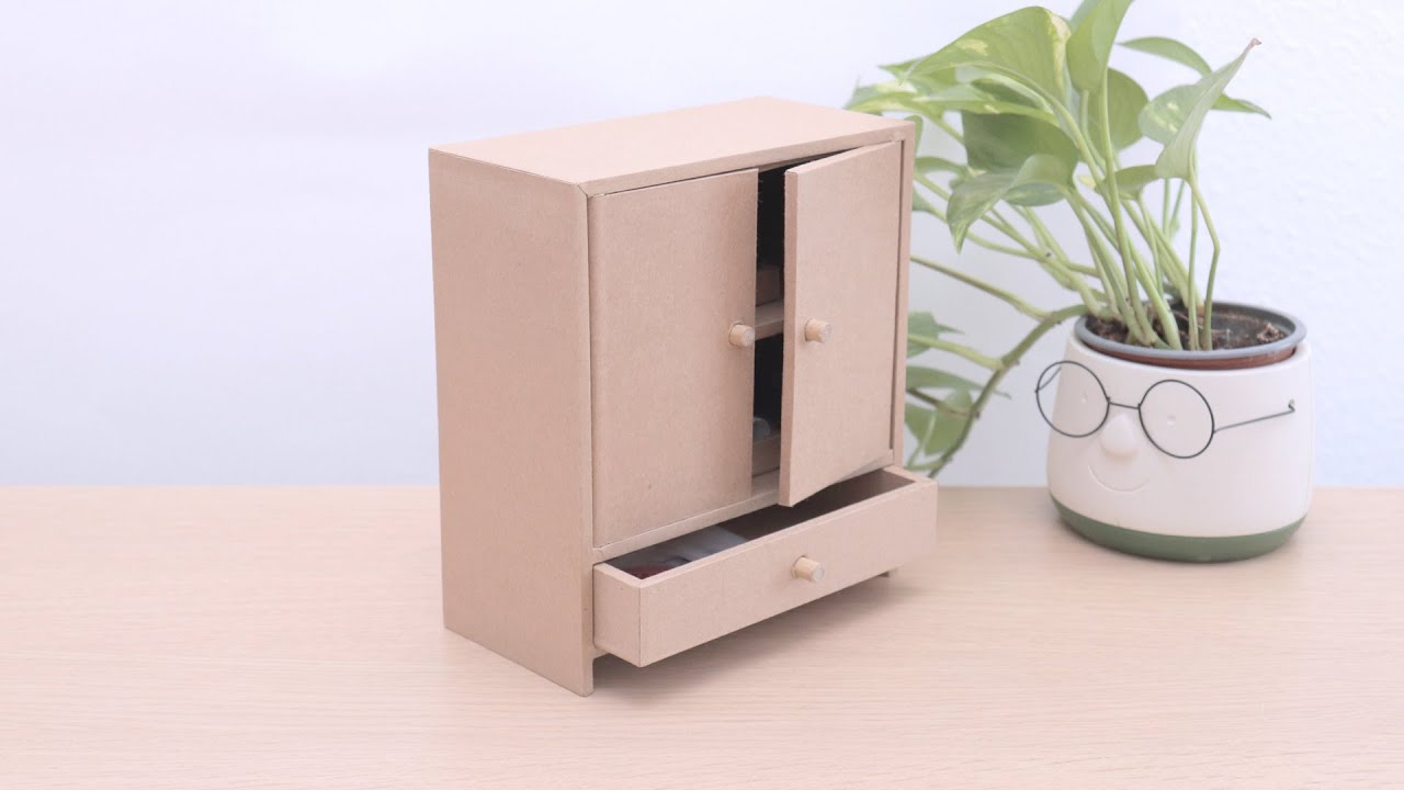 [Cardboard Crafts | DIY] How to make a mini cabinet from cardboard #cabinet #cardboard #diycrafts