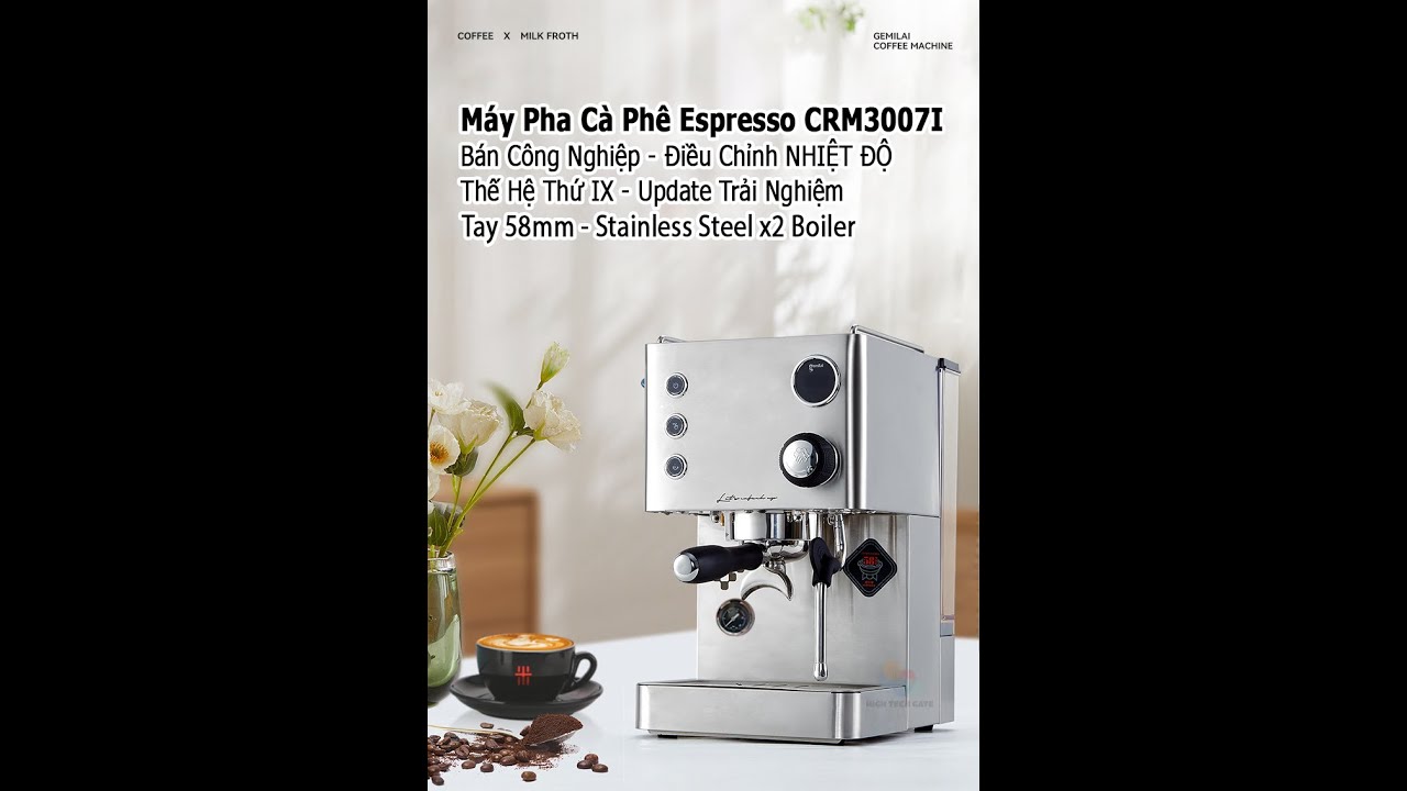 Trên tay máy pha cà phê chuyên nghiệp CRM3007I điều khiển NHIỆT PID văn phòng, quán vừa và nhỏ...