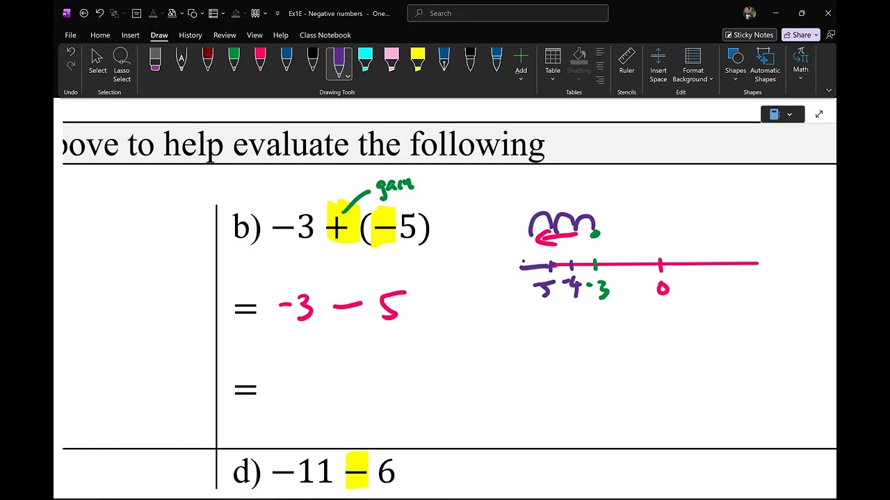 Y8E Ex1F negative numbers