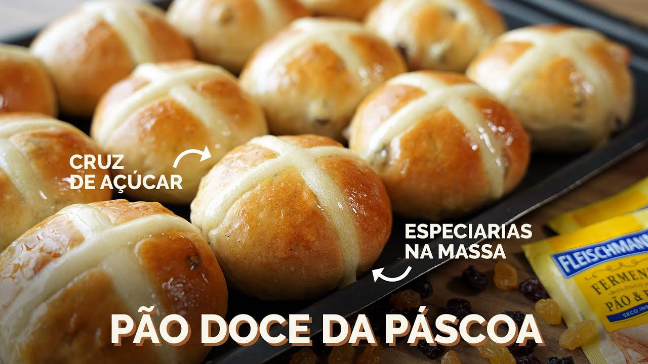 HOT CROSS BUN - Receita de pão doce da Páscoa típica da Inglaterra