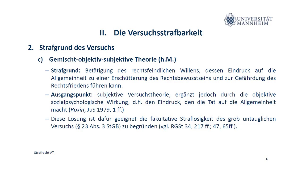 Strafrecht AT Teil 13 (Versuch)