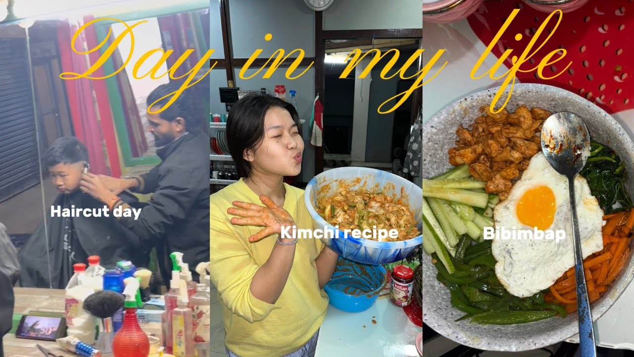 Day in my life in 📍Seppa | haircut day💇| kimchi recipe🥬| made bibimbap for fam😋