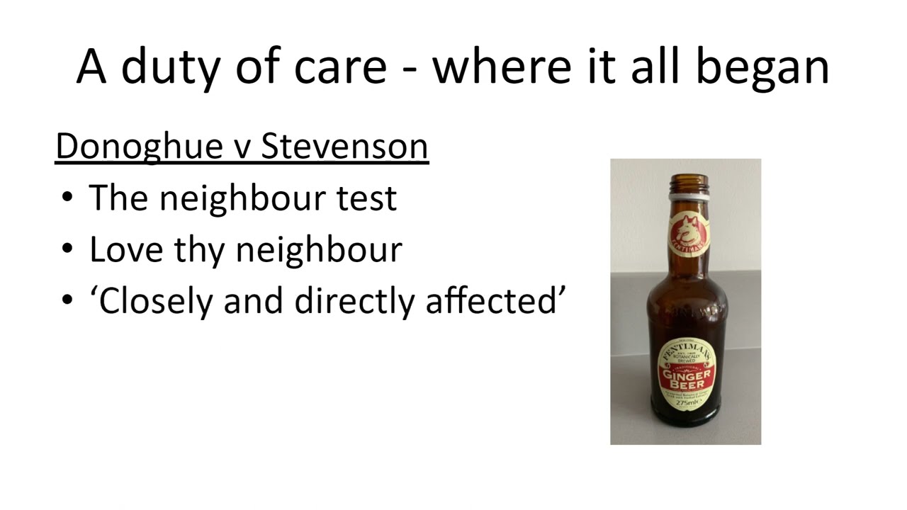 Negligence - a duty of care