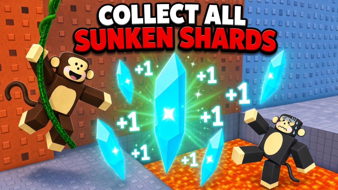 ГДЕ НАЙТИ ВСЕ 9 ЗАТОНУВШИХ ОСКОЛКОВ в +1 Speed Monkey Escape! 🐒💎