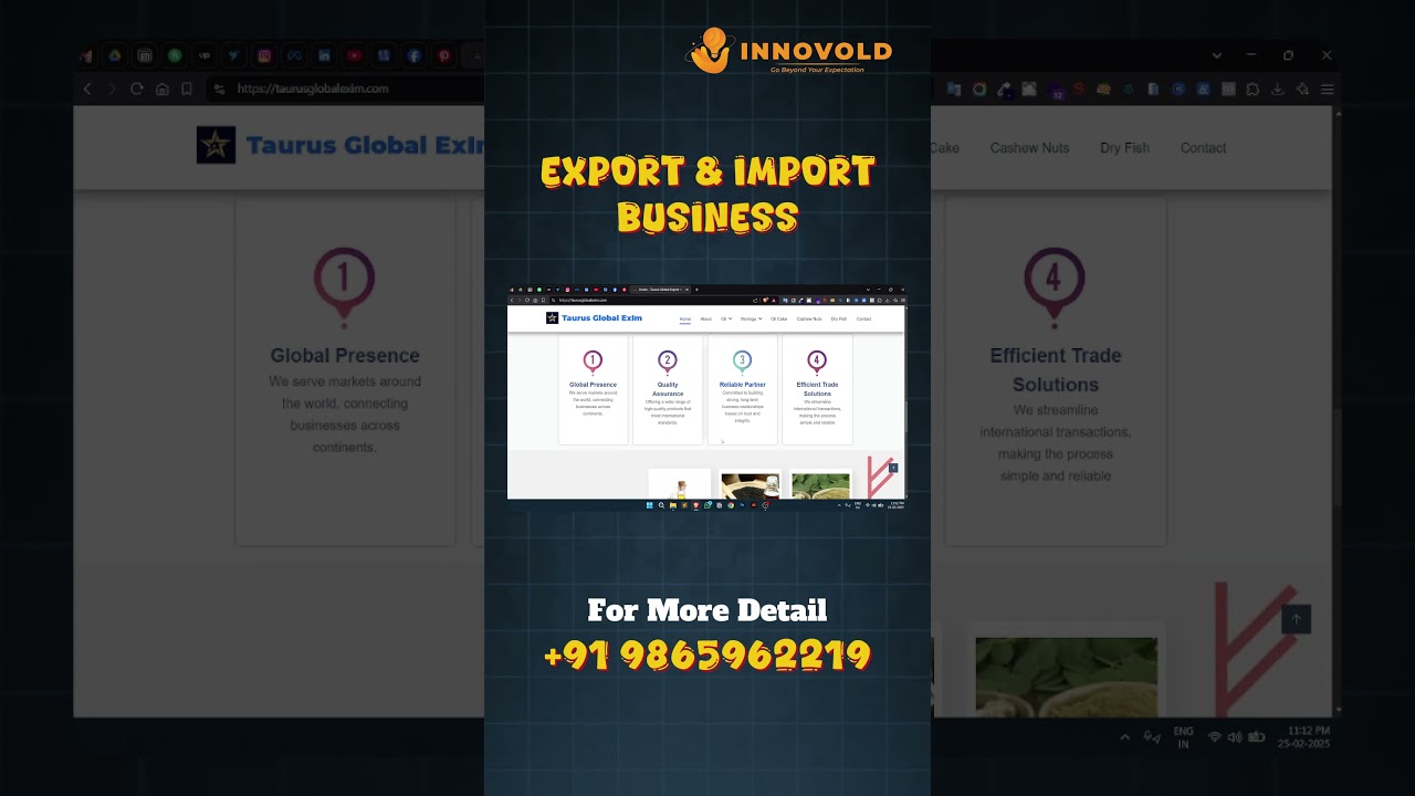 Taurus Global Exim&rsquo;s Website Designed by Dindigul&rsquo;s Top Digital Agency | Innovold