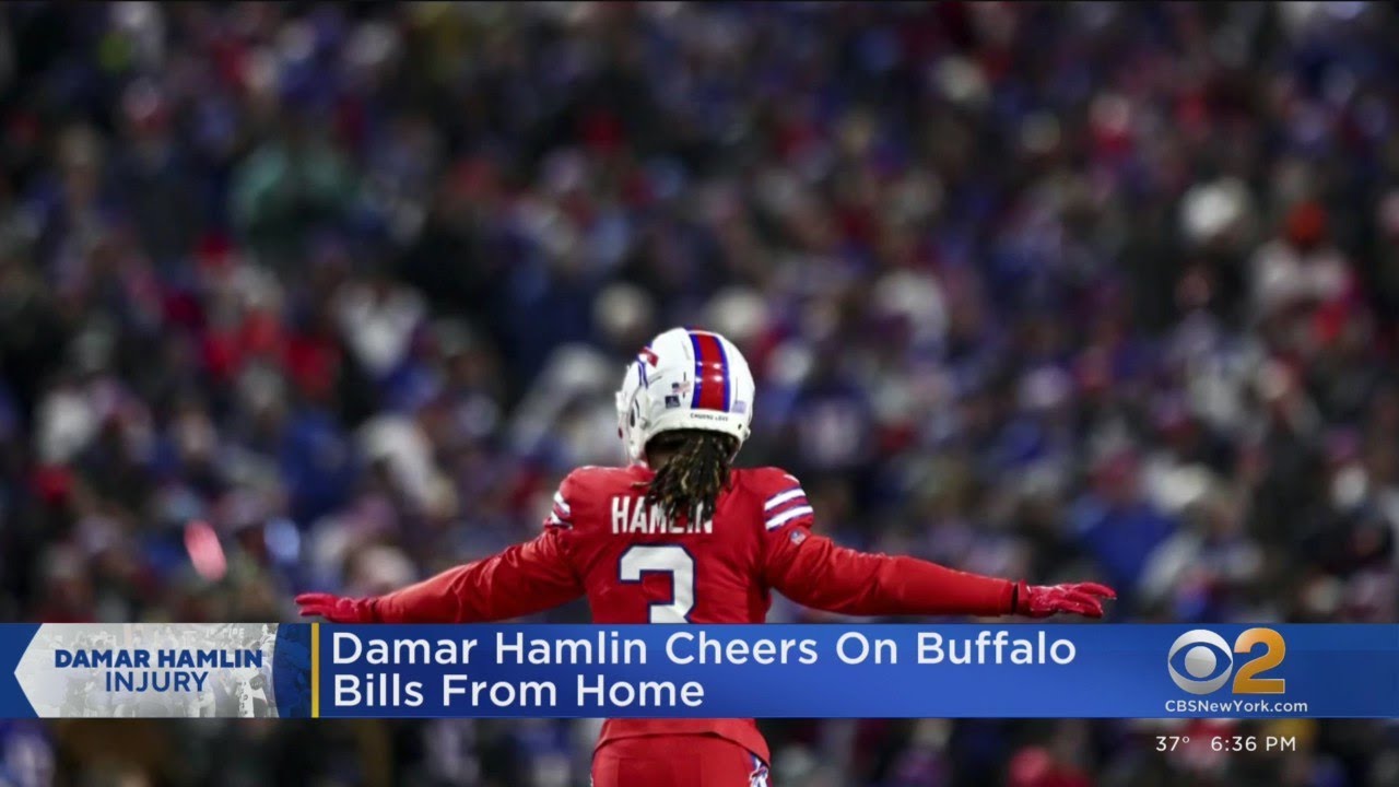 Damar Hamlin cheers on Bills in playoff game