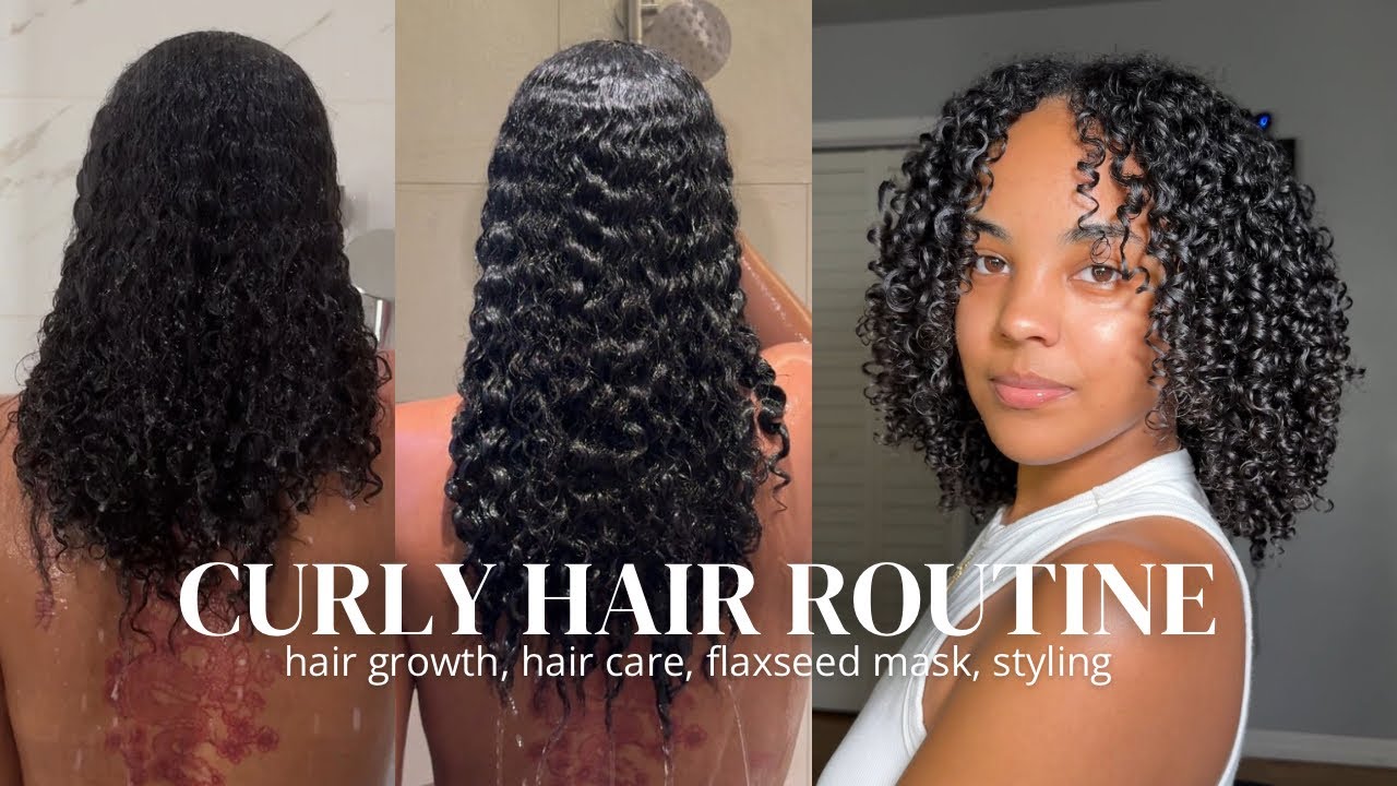 Curly Hair Routine | 3b/3c, hair growth + hair care tips, DIY flaxseed hair mask, wash + defining