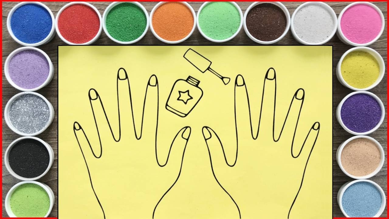 Tô màu tranh cát sơn móng tay cầu vồng - How to sand painting nail polish nail (Chim Xinh channel)