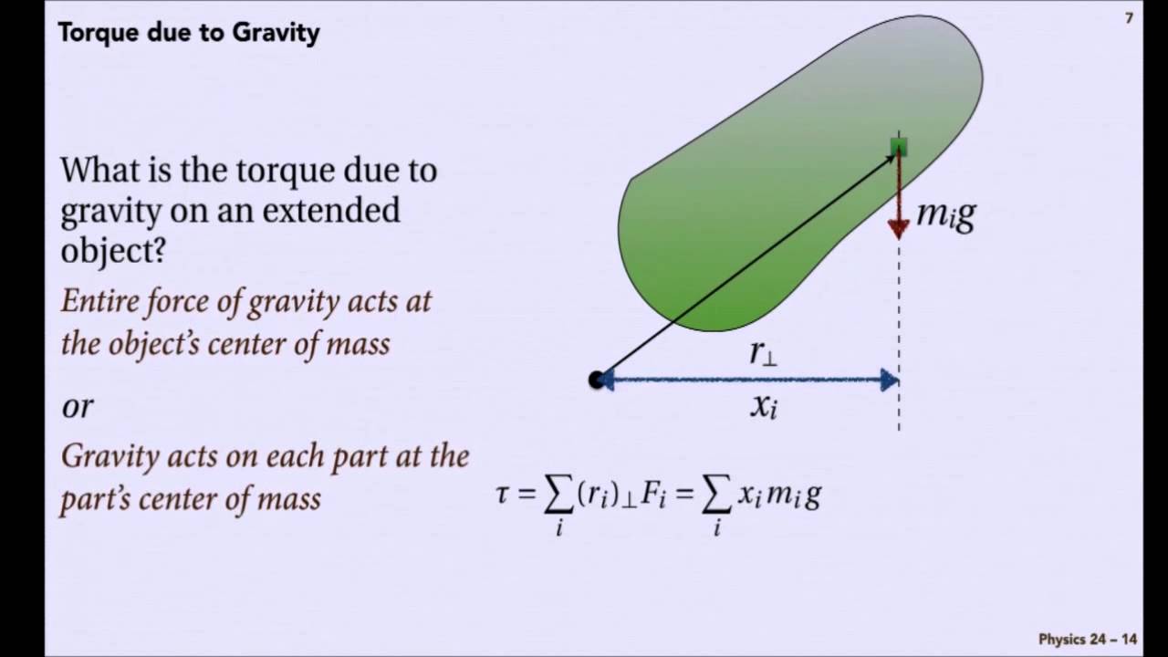 Lecture 14.6 - Torque due to Gravity
