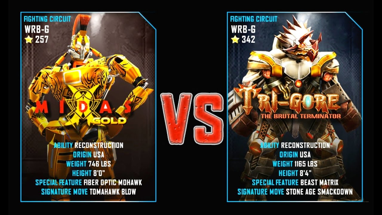REAL STEEL WRB Final Midas Gold VS Tri Gore New Robots GOLD UPDATE