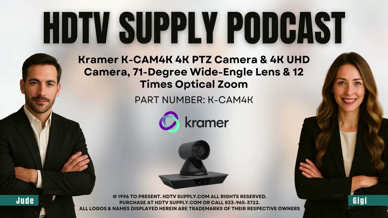 Kramer K-CAM4K 4K PTZ Camera & 4K UHD Camera, 71-Degree Wide-Engle Lens & 12 Times Optical Zoom